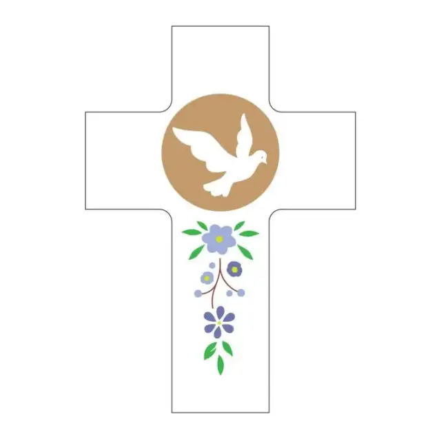 Croix murale blanche "saint esprit viens"