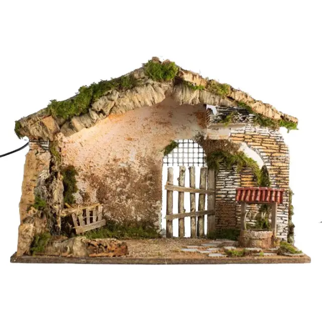 Lege Kerststal met licht voor kerstfiguren van 15 cm (50x26x36cm)