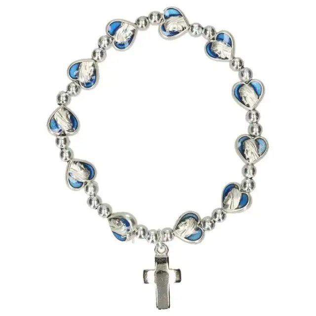 Armband op elastiek Hartjes email blauw