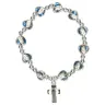 Armband op elastiek Hartjes email blauw