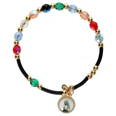 Armband multicolor / verguld + medaille