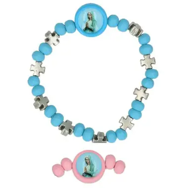 Bracelet sur élastique bleu / rose