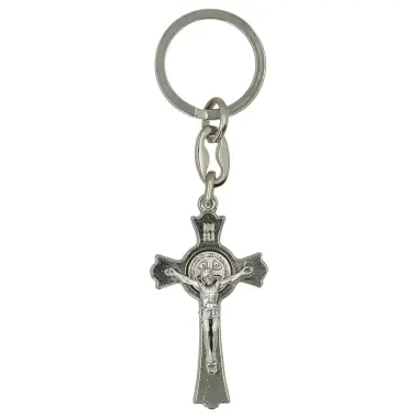 Key ring St. Benedict Silver Plated