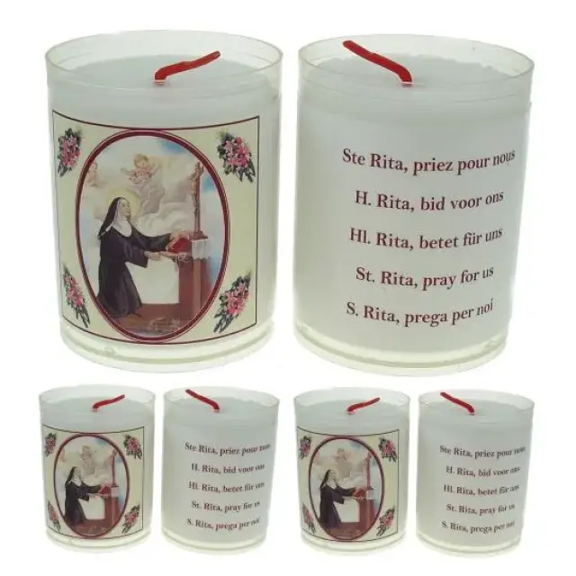 Set of 4 candles St. Rita Text 5 languages