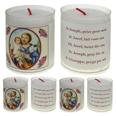 Set de 4 bougies - St Joseph - texte 5 langues