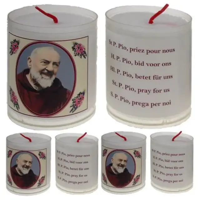 Set van 4 kaarsen - H. P.Pio - Tekst 5 Talen