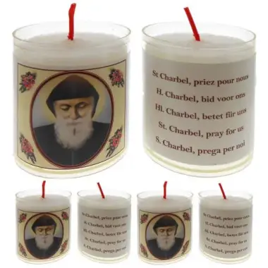 Set De 4 Bougies St Charbel Transparent
