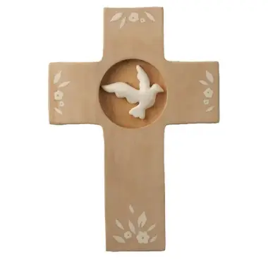 Cross - Holy Spirit comes in us - White patinated - 14x10cm