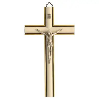 Wall Cross 20 cm Wood Domed White