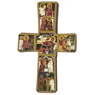 Wall Cross 35 X 22 cm the Nativity of Mysteries