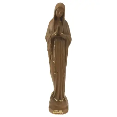 Statue Notre Dame de Banneux 23 cm plâtre ton bois