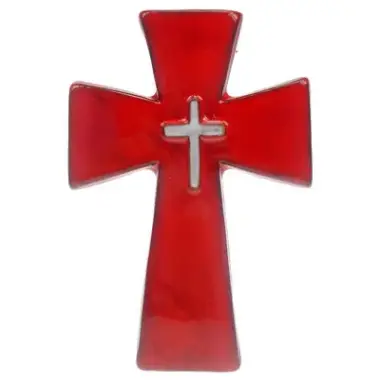 Croix Céramique - 16 X 10.5 cm - Rouge