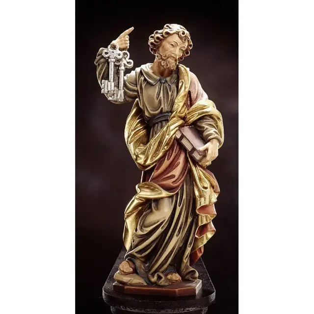 Houtsnijwerk H Petrus 20 Cm Gekleurd