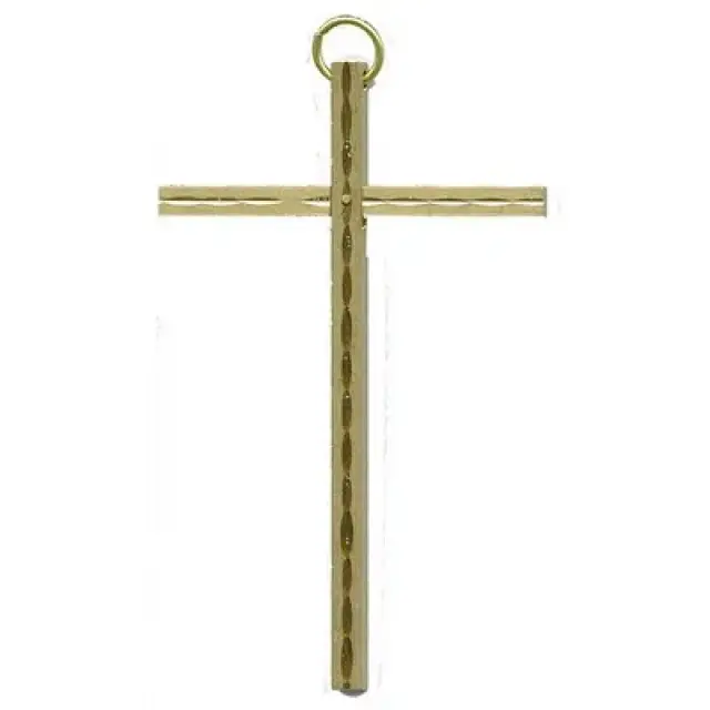 Croix Murale - 10 cm - Laiton martelé