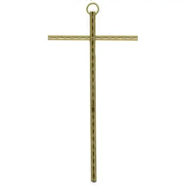 Croix Murale - 15 cm - Laiton martelé