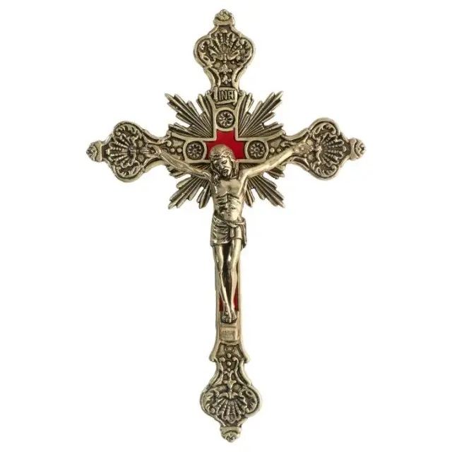 Croix Murale - 30 cm - Métal Doré