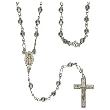 Rozenkrans Zilver + Rhodium - 4 mm + Karabijnhaak + Schrijn