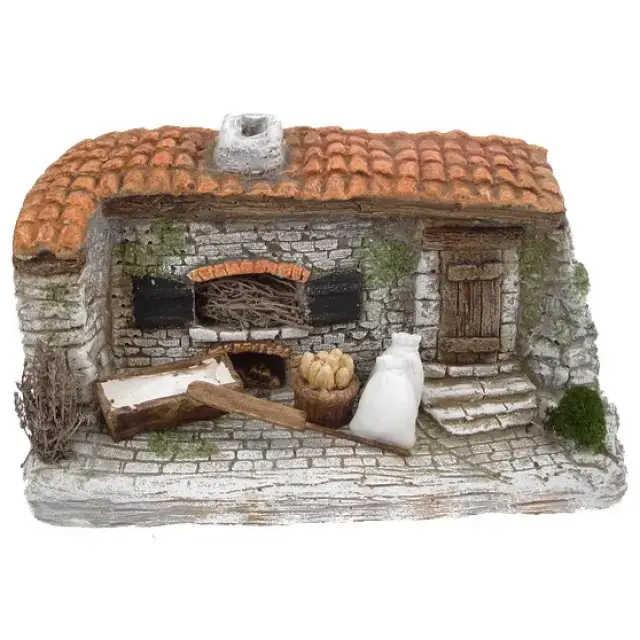 Décor pour santons de Provence - four à bois avec lumière - 30 x 16 x H 18 cm