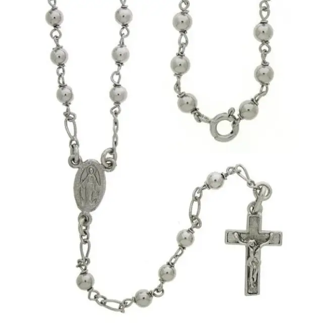 Rozenkrans Zilver + Rhodium - 5 mm + Karabijnhaak