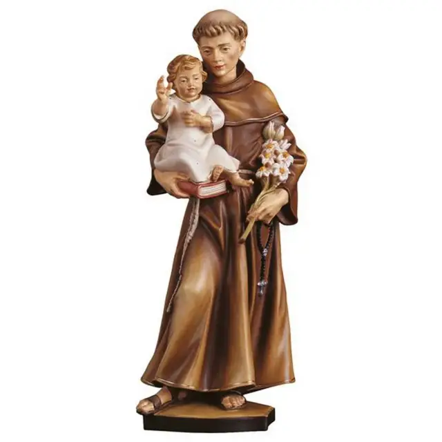 Statue en bois sculpté Saint Antoine 23 cm couleur