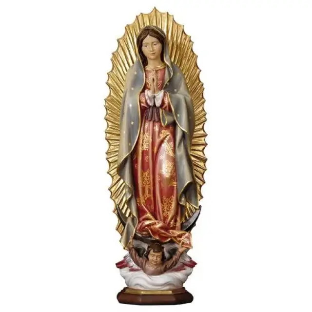 Houtsnijwerk beeld Oonze Lieve Vrouw van Guadalupe 30 cm gekleurd