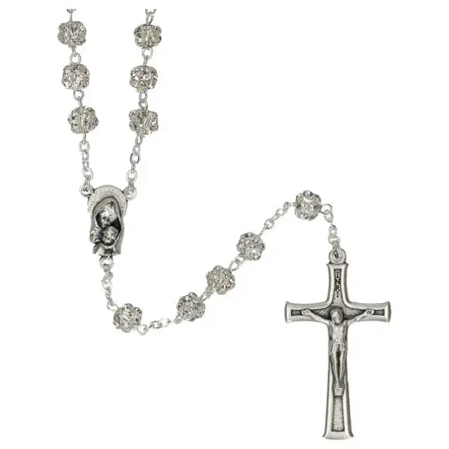 Rozenkrans Strass Verzilverd / Schrijn