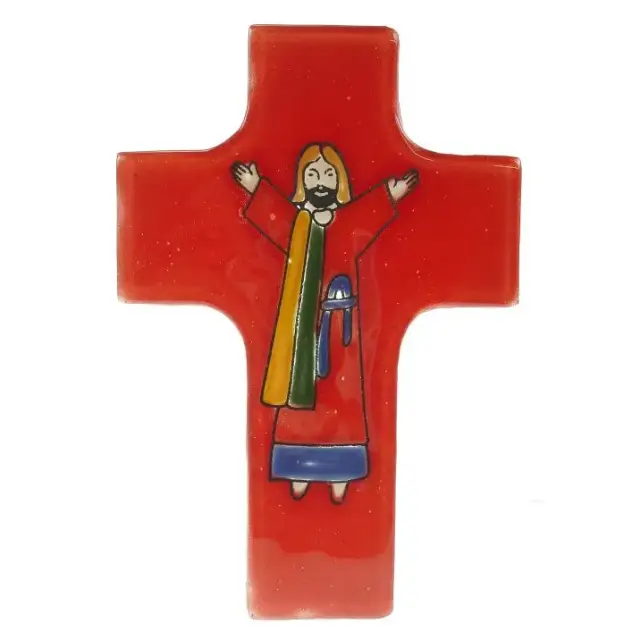 Cross Symbol Red Glass 08 X 12