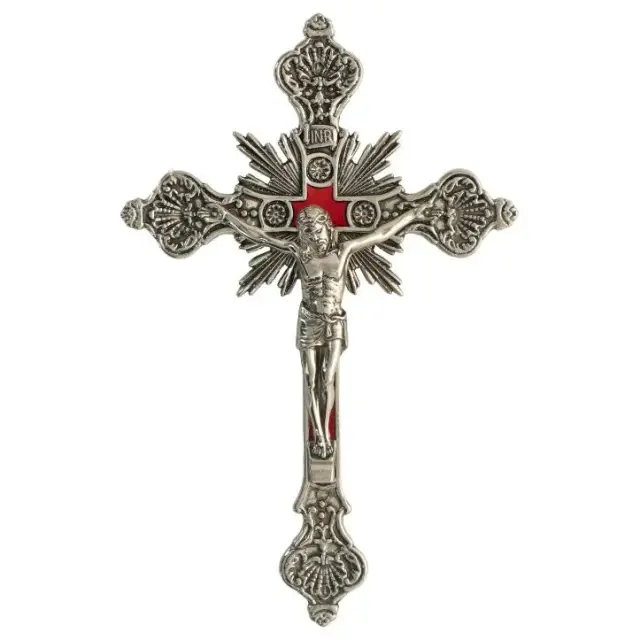 Croix Murale - 30 cm - Métal Argenté