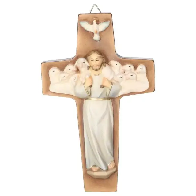 wall cross for a 20 cm nativity Good Shepherd Color White