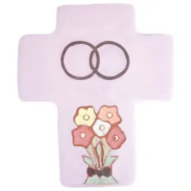 Cross Ceramic 12 X 10 Cm Rose
