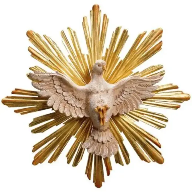 Statue en bois sculpté Saint Esprit 25cm diam.45 cm couleur