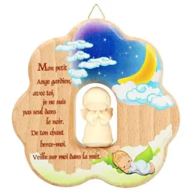 Cloud Sculpting With Wooden Angel 12cm Natural Fr