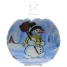 Boule De Noel Bleu Avec Bonhomme De Neige Diam 11 Cm Ass 2