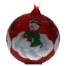 Kerstbal Rood Met Sneeuwman Diam 11 Cm