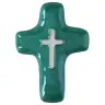 Croix Céramique 11 X 8 cm Vert prasin
