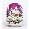 Photophore de Noël violet + bougie 12 Cm