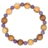 Armband op elastiek Ametist / Olijvenhout 10 mm