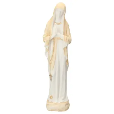 Beeld 40 cm Alabaster beige en goud - O.L.V. van Banneux