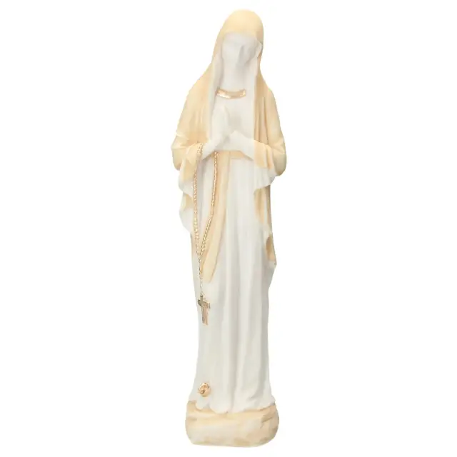 Statue 40 cm Albâtre beige et or N.D. de Banneux