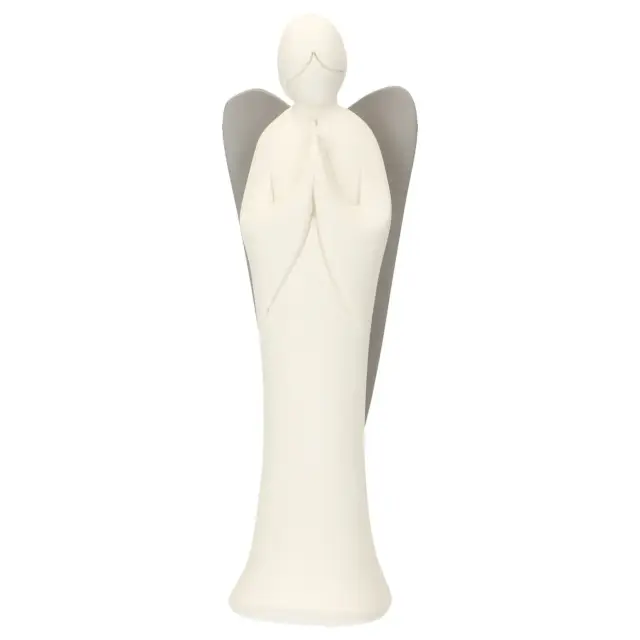 Engel wit en grijs 16 cm