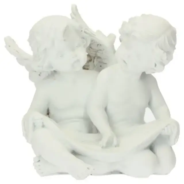 Couple d'anges assis 13 x 10 x 12cm