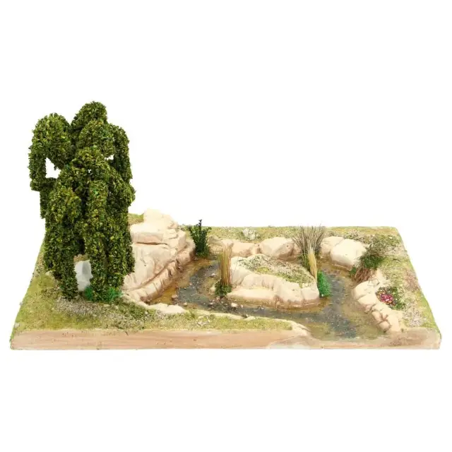 Décor pour santons de Provence Lac avec arbre 32 x 22 cm