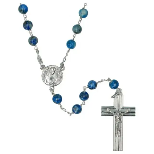 Rozenkrans Zilver + Rhodium Lapis Lazulli 6 mm - Banneux