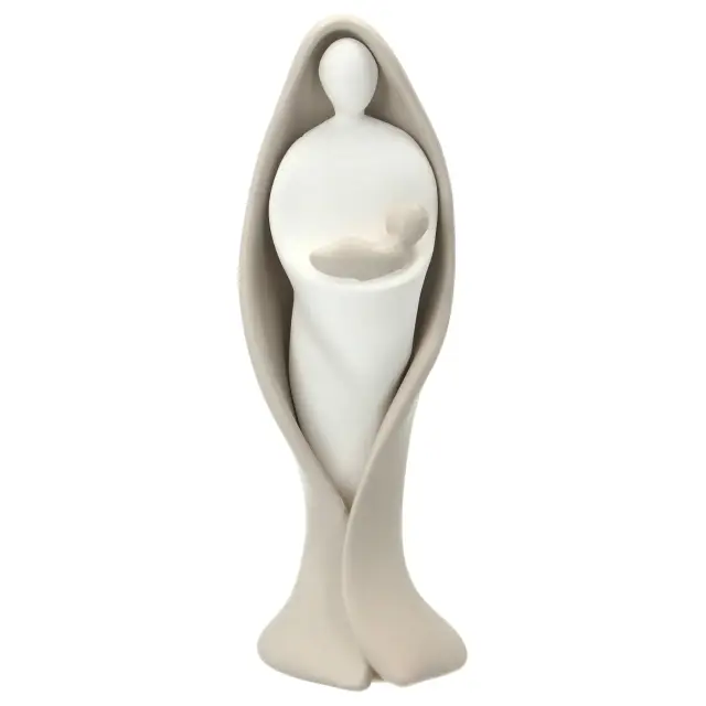 Moder met kind 20 cm - witte hars