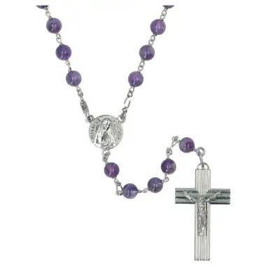Rozenkrans Zilver + Rhodium Amethyst 6 mm - Banneux