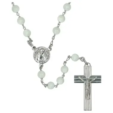 Rozenkrans Zilver + Rhodium Parelmoer 6 mm - Banneux