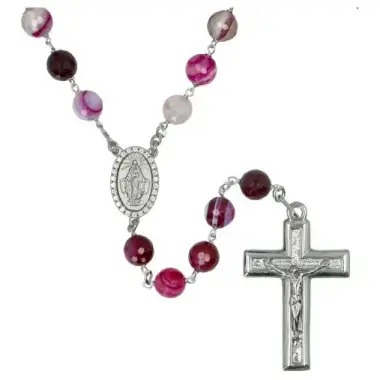 Rozenkrans Zilver + Rhodium Agaat paars 8 mm