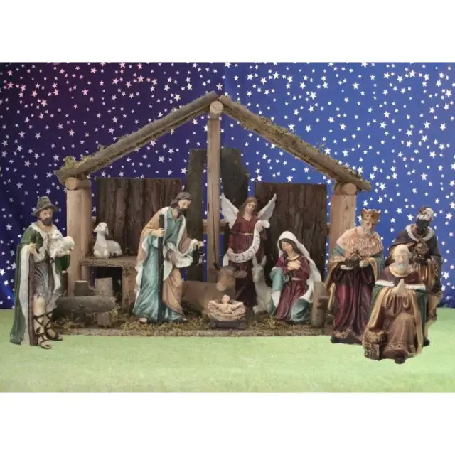 Kerstset : stal (40x17x27cm) 11 figuren 15 cm