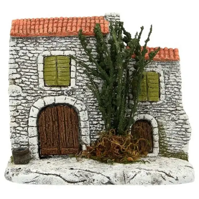 Décor pour santons de Provence - Facade avec porte - 15 x 7 x H 13 cm