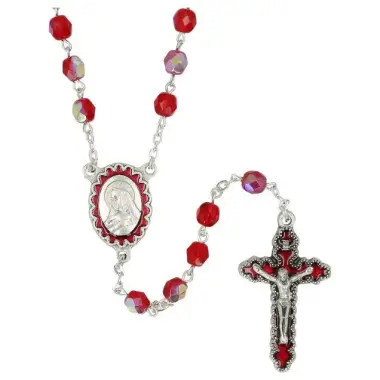 Chapelet Ste Rita Cristal rouge + boîte
